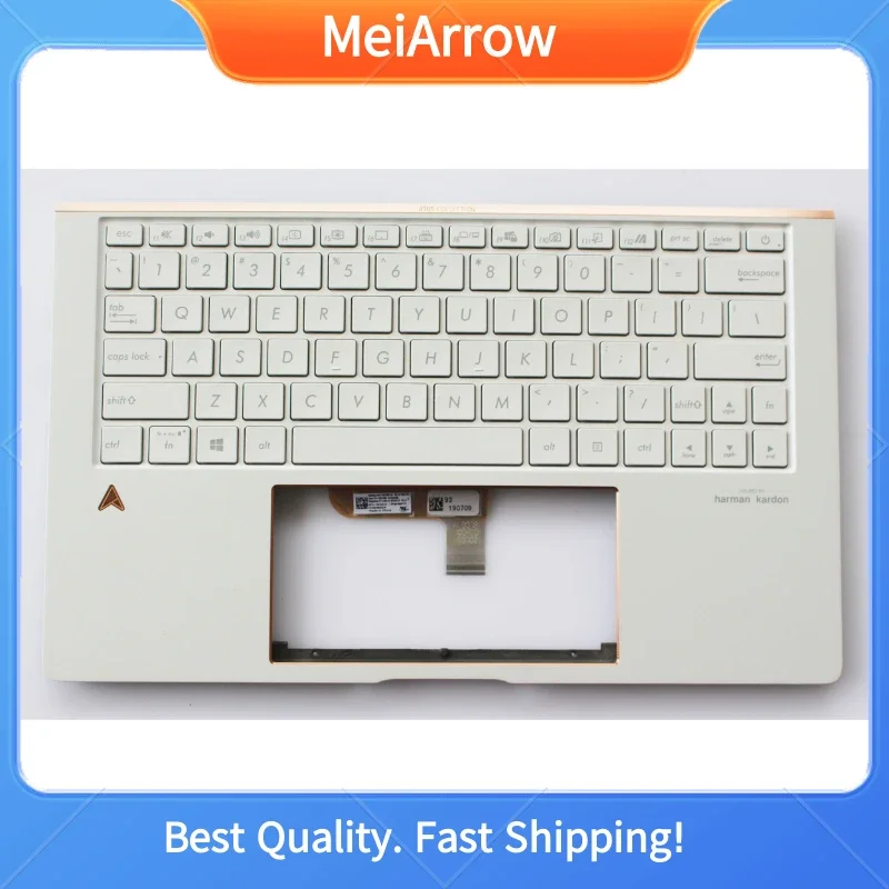 MEIARROW nuevo/org para ASUS ARTONE UX334 UX334F U334U UX334A U3600F reposamanos teclado estadounidense cubierta superior C carcasa retroiluminada, blanco