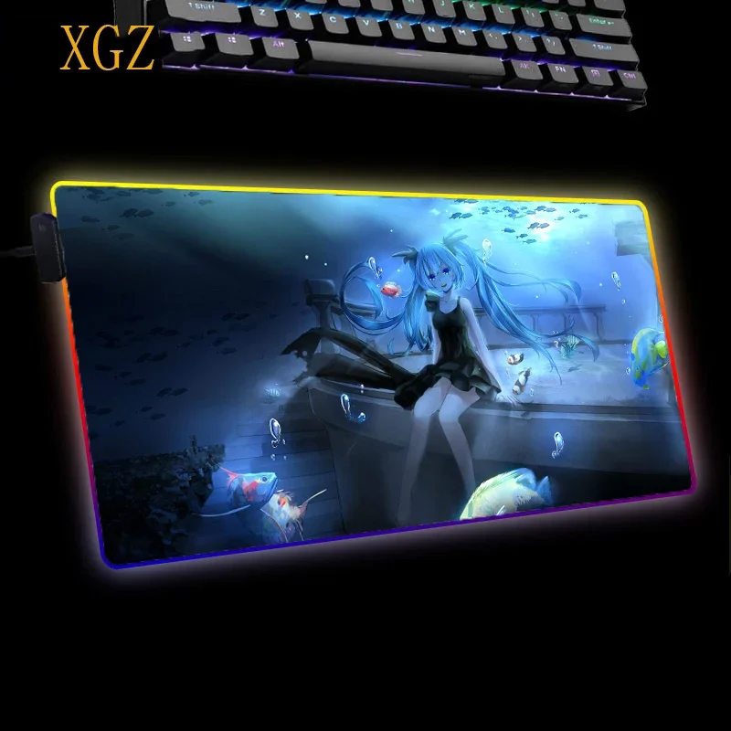 XGZUnderwater World Rgb Shark Keyboard Mouse Pad Beautiful LED Gaming Accessories Laptop Office and Home Desktop Computer PadXXL