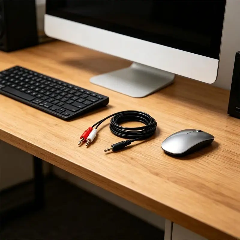 3.5Mm to Double Sound Y Cable 3.5Mm Metal Texture Suitable for Group Listening and Various Device Connectivitys H8WD