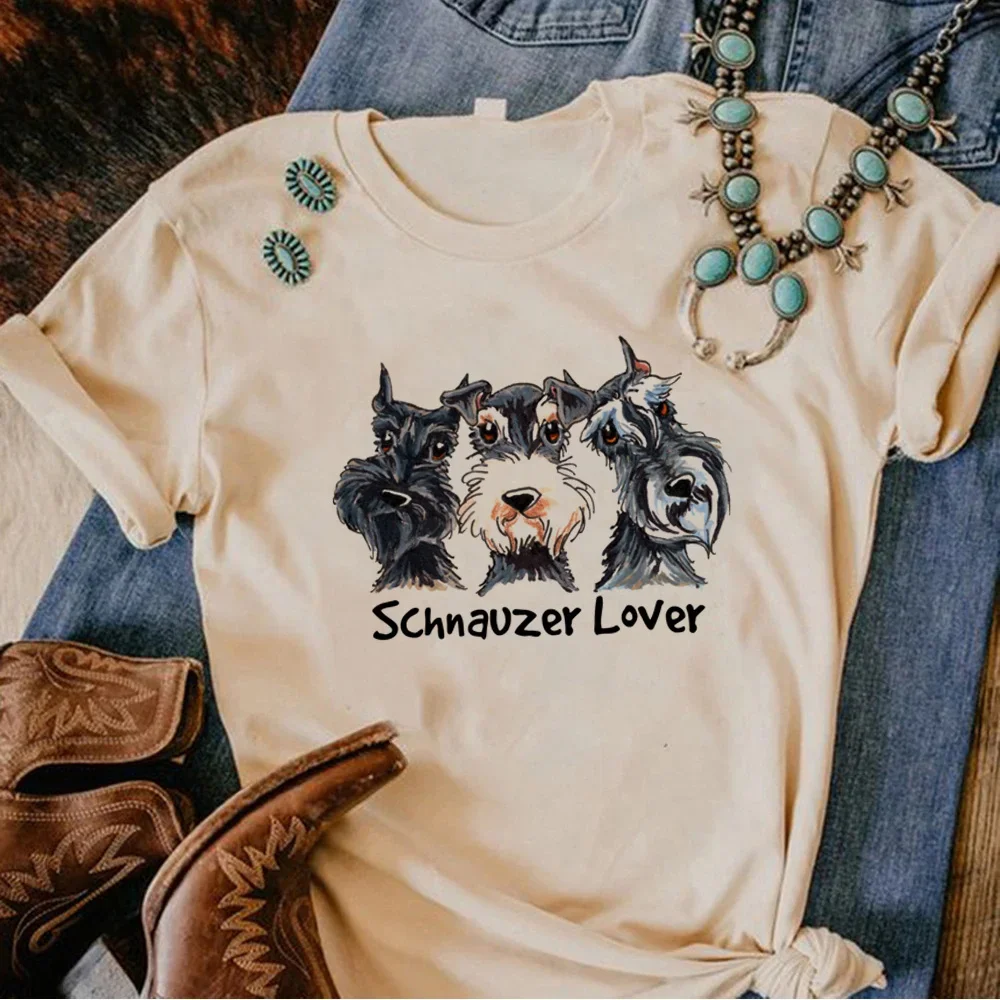 Schnauzer Frauen Japanische Comic Lustige T-shirt Mädchen Comic Kleidung Lustige Hund Gedruckt Streetwear Trendy frauen Kleidung T Tops
