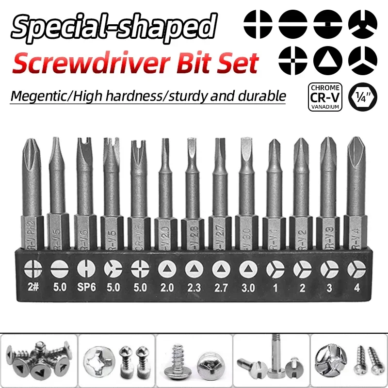 13/7/5Pcs Special-shaped Screwdriver Bit Set Y Shape Triangle Inner Cross Three Points Screw Driver Hex Magnetic Bit Tools