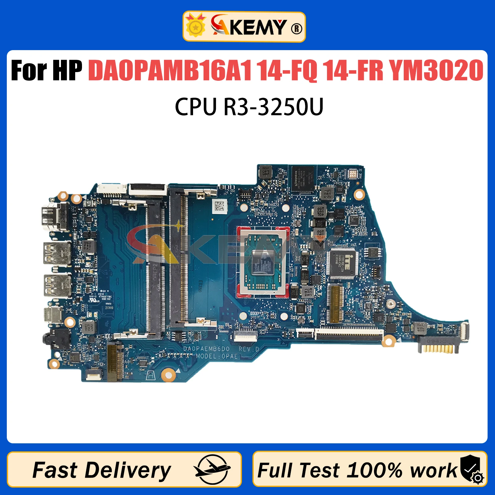 

Материнская плата AKEMY для ноутбука HP DA0PAMB16A1, системная плата 14-FQ 14-FR YM3020 YM3050, материнская плата для ноутбука, док-станция, полностью протестирована на 100%