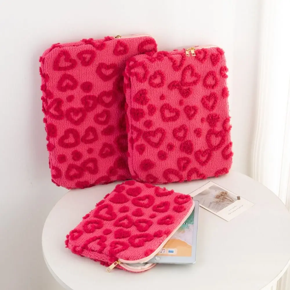 New 11/13/15inch Laptop Sleeve Heart Pattern Zipper Closure Notebook Computer Sleeve Soft Texture Tablet Sleeve Laptop Storage