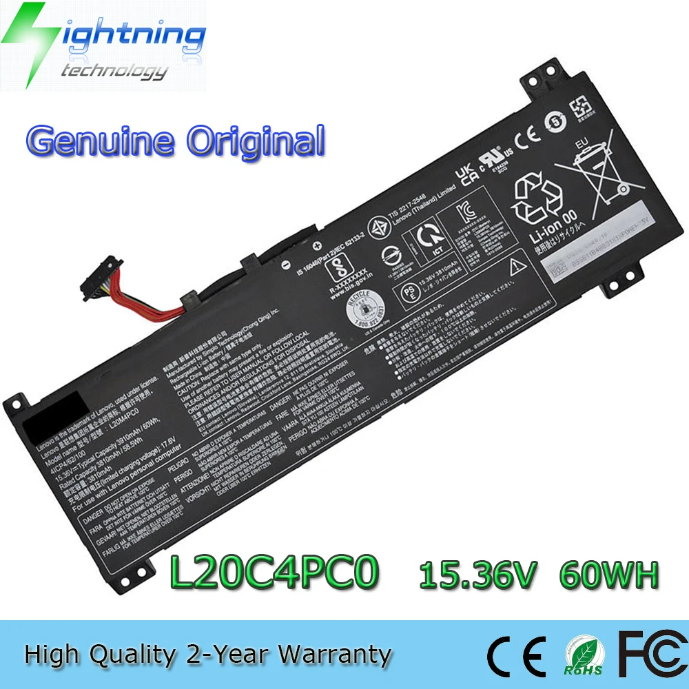 

New Genuine Original L20C4PC0 15.36V 60Wh Laptop Battery for Lenovo Legion 5-15ITH6H 5-15ACH6A L20M4PC0 L20D4PC0