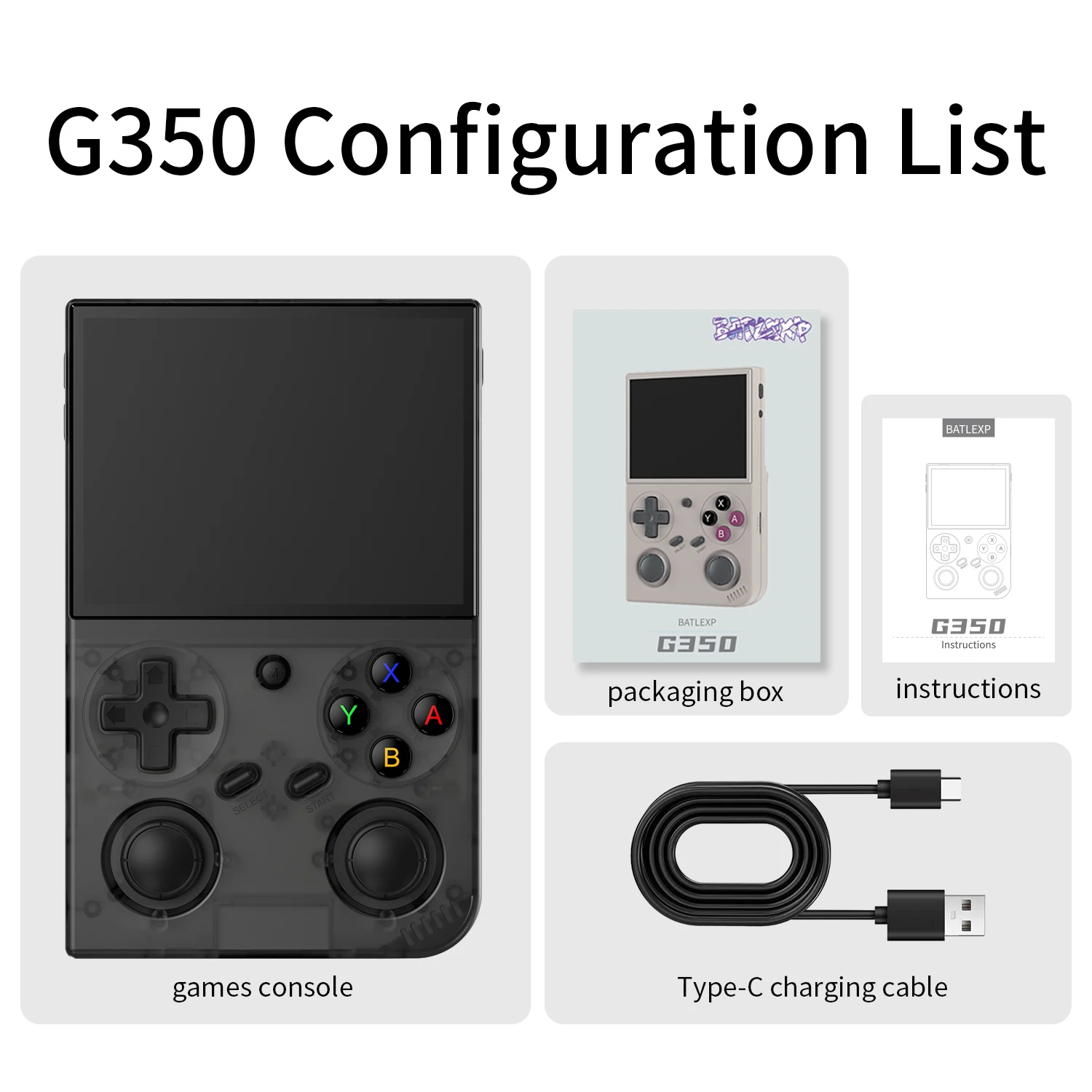 G350 Retro Handheld Game Console Linux 64-bit Systeem 3.5 "IPS Scherm RK3326 3200 mAh Draagbare Console Retro Video Game Console