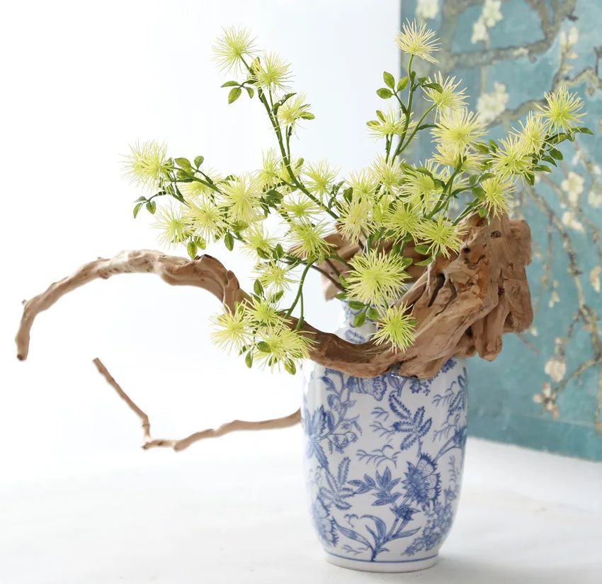 10 Stück Künstliche Blumen, 6 Köpfe, Kleiner Miscanthus, Heimdekoration, Hochzeitsblumenarrangement, Tischdekoration, Zweige in Kieferform – Detail 7