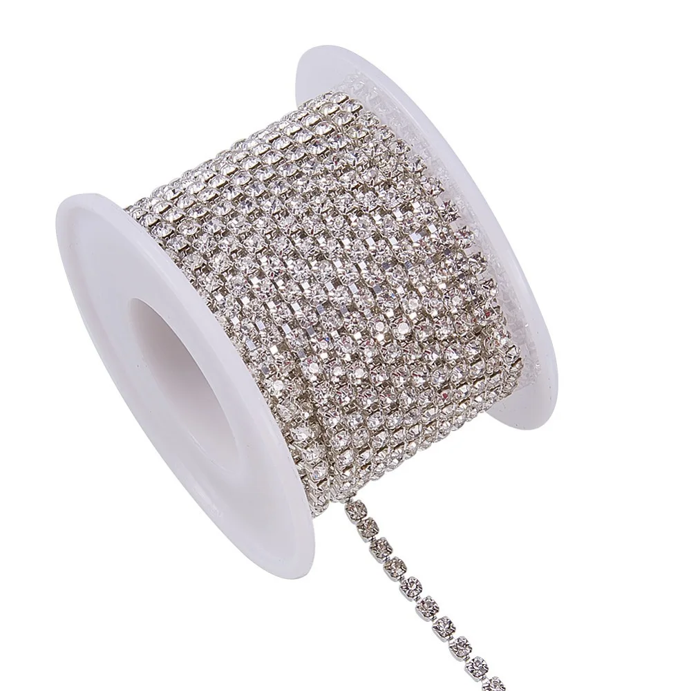 

1roll Brass Rhinestone Strass Chains Rhinestone Cup Chains with Spool color 2.6mm 10yards/roll