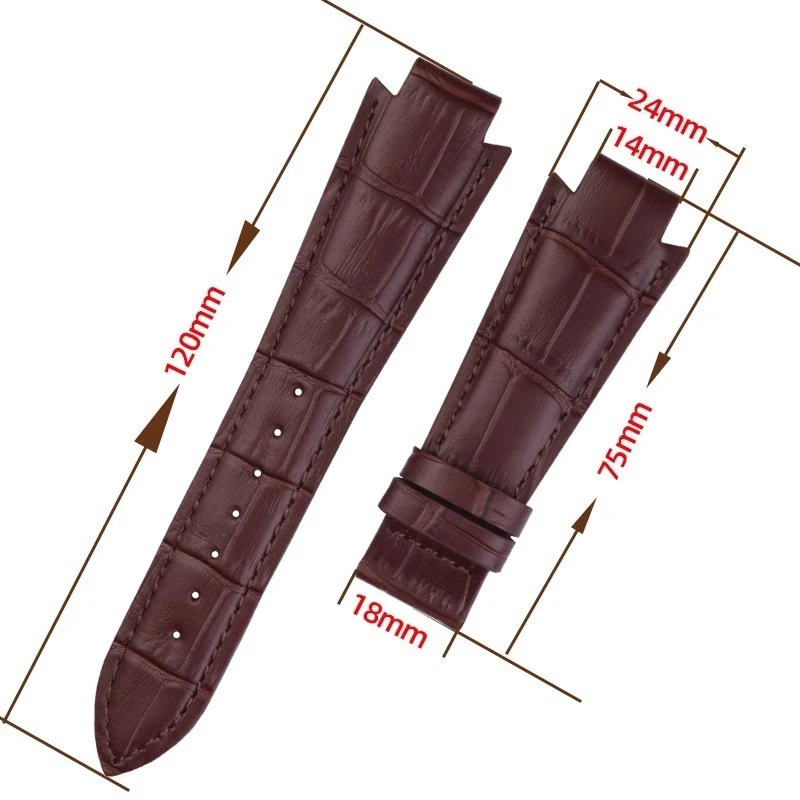 For Tissot T60 Watch Strap Men's T60.1.513 Leather Watchband 24x14mm Convex Wristband Black Brown Bracelet