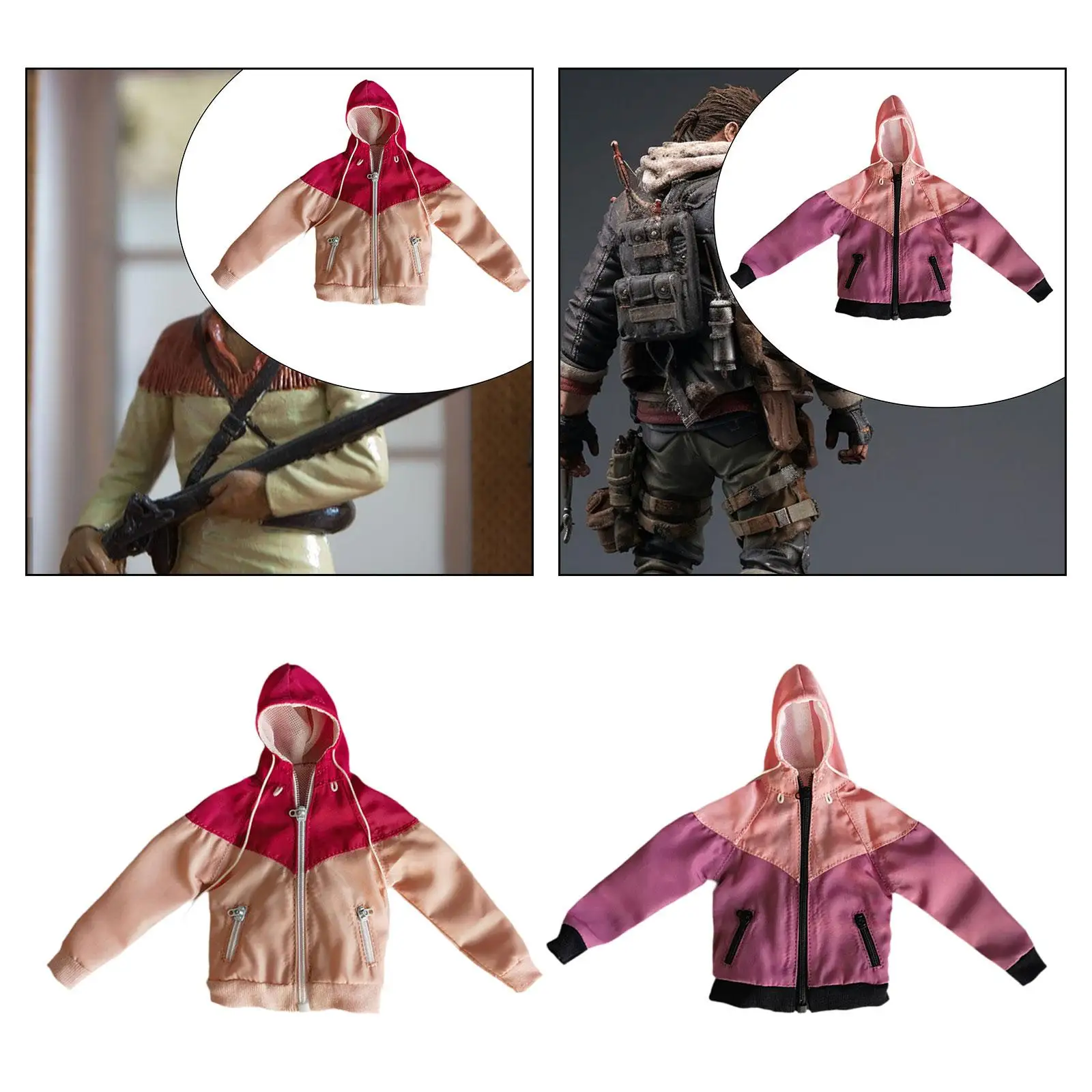 1/6 weibliche Puppe Kleidung Zip up Hoodies Jacke Kapuzen Sweatshirt Mini Kostüm für 12'' weibliche Puppen Kleidung Dress up Zubehör