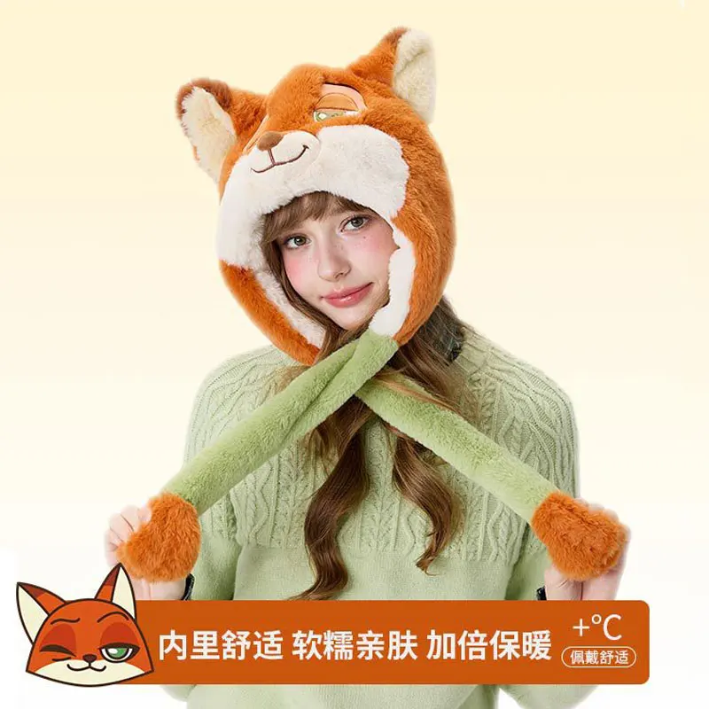 أنيمي مجنون الحيوان مدينة الثعلب نيك تأثيري لطيف رقيق قبعة أفخم آذان الثعلب الخريف الشتاء قبعة تدفئة الرجال النساء هدايا حفلة الهالوين