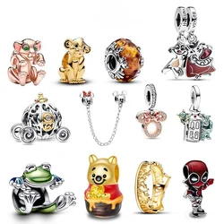 2024 Hot 925 Sterling Silve Disney 100th Anniversary Lion King Simba Pumpkin Carrier Beads Fit Original Pandora Bracelet Jewelry