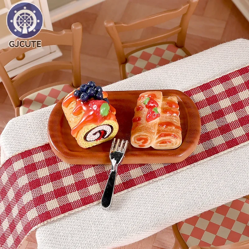 2 قطعة/المجموعة دمية كعكة صغيرة الحلوى نموذج دمية صغيرة المطبخ الديكور دمى اكسسوارات المنزل التظاهر اللعب اللعب