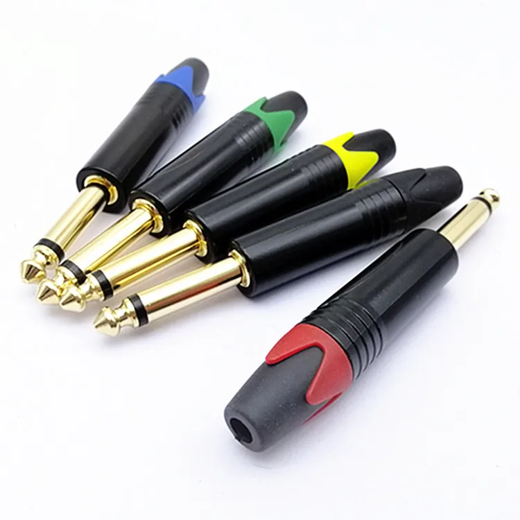 10pcs 6.5/6.35 Single tone audio plug large two core gold-plated color internal thread microphone connector welding EL Products