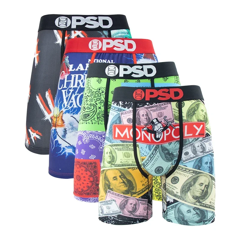 4Pcs Sexy Men Underwear Boxers Fashion Print Underpants Male Panties Lingerie Breathable Printed Summer Man Boxer Briefs Trunks