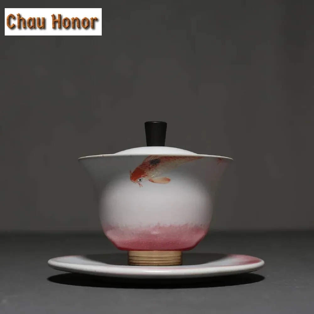 

120 мл керамическая печь для изменения гавайского цвета, креативная медная нижняя чайная варенья, китайская чайная чаша для кунг-фу, чайная чашка, чайник, посуда для напитков, подарок