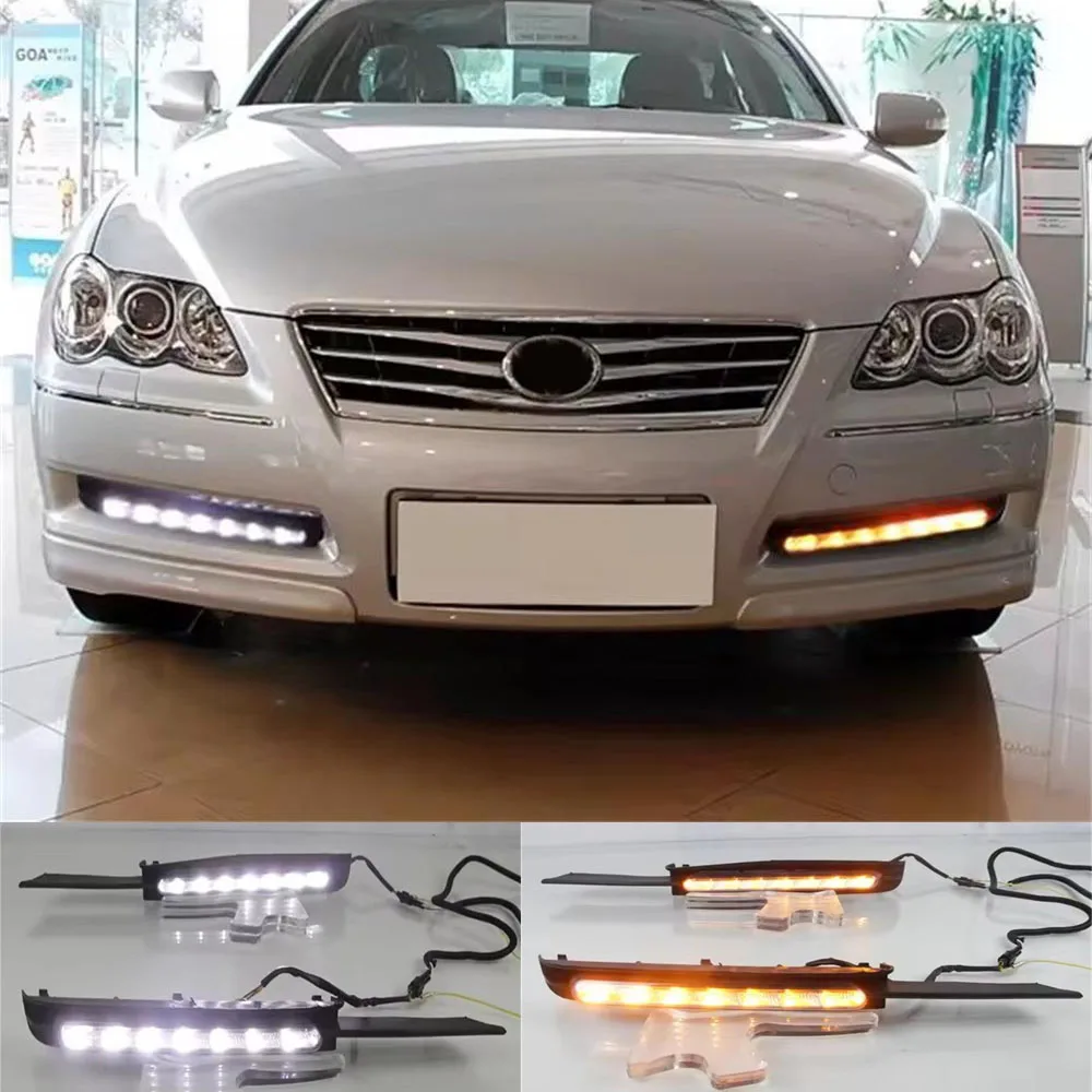 

Car Accessories For Toyota Reiz Mark X 2004 - 2009 LED DRL Daytime Running Light Fog Lamp With 2 Colors Daylight Fog Lamp