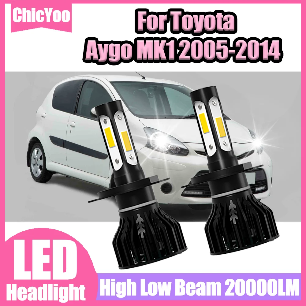 

2 шт. 120W Turbo Auto Lamps, автомобильные фары 20000LM, высокая мощность, Canbus, без ошибок, светодиодные фары для автомобиля 12V 24V, для Toyota Aygo MK1 2005-2014