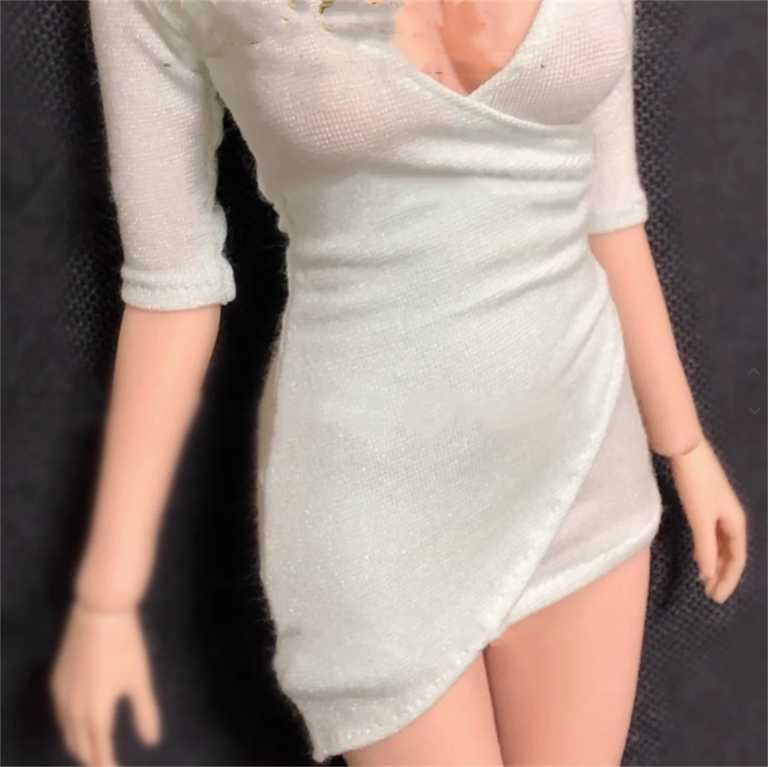 

1:6 Tight Deep V Dress Hip Dress Professional Dress White For 12" figure model Action Figure