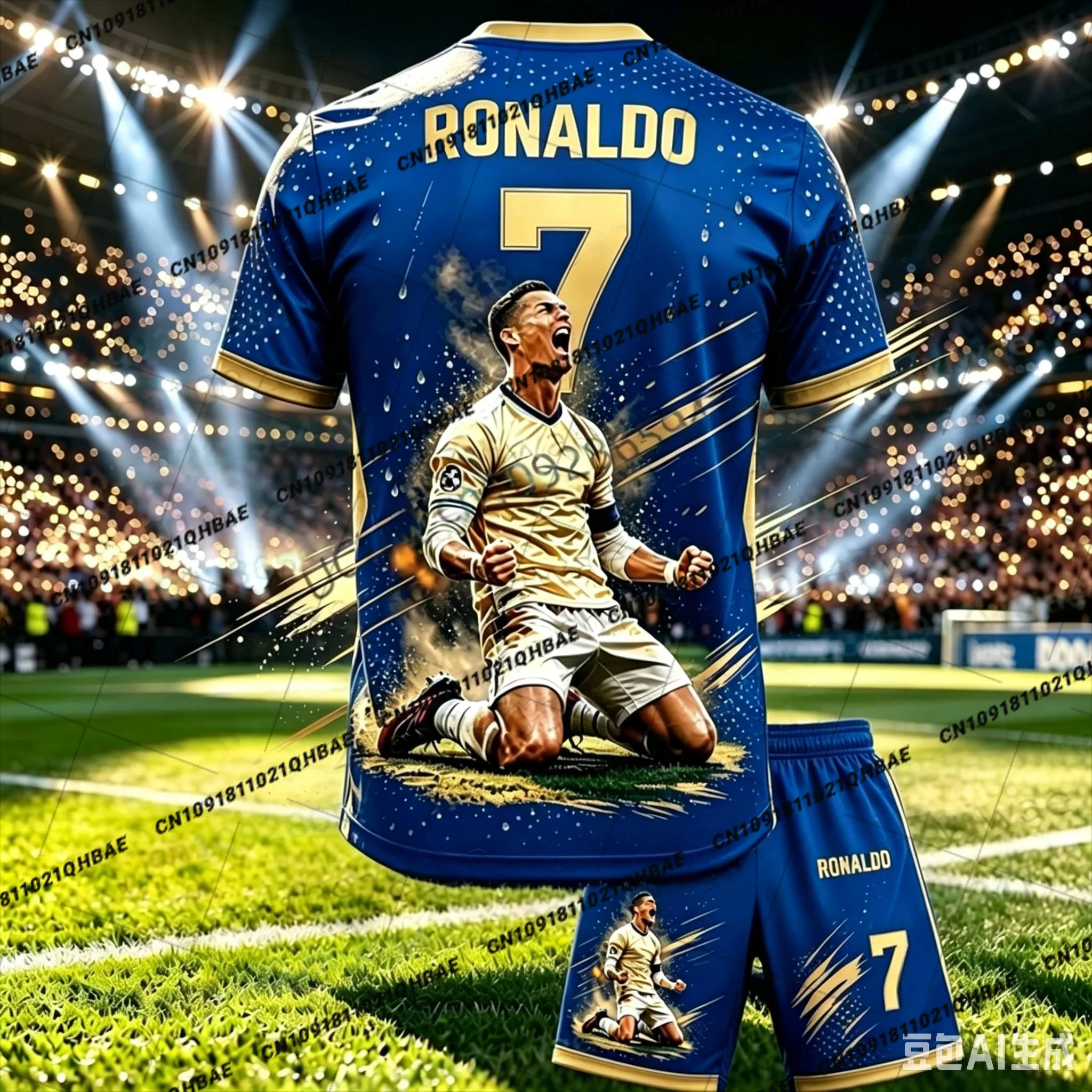 Neue Sonderedition Ronaldo Fans Fußballtrikot T-Shirt Shorts Set Damen Herren Sportbekleidung Sommer Casual Kinder T-Shirt Set 2-teiliges Set – Detail 3