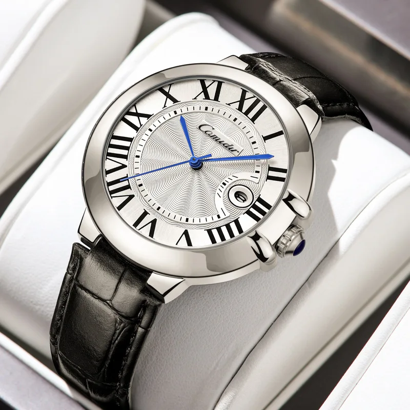 Orologio da uomo con palloncino blu, impermeabile, alla moda, da lavoro, al quarzo, da uomo, con numeri romani