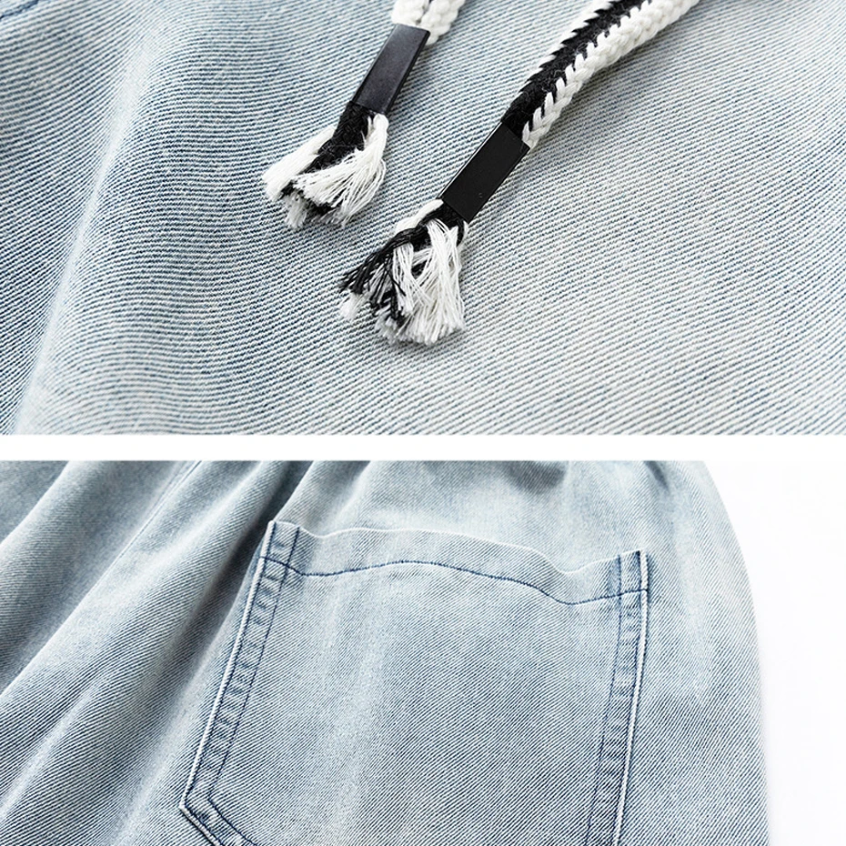Plus Szie 8XL Denim Shorts Men Summer Elastic Waist Jeans Shorts Baggy Cargo Shorts Fashion Streetwear Short Pants Male Big Size view 5