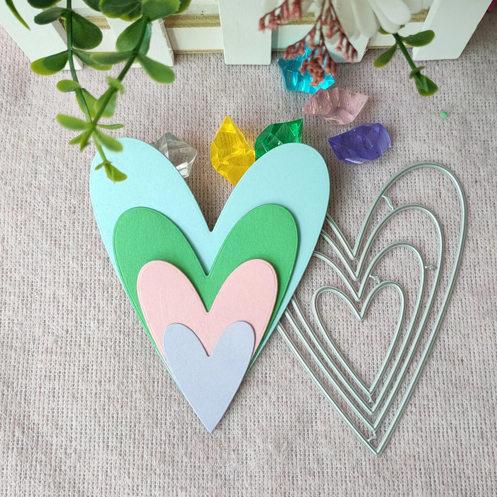 New 4 Pcs 4 layer heart Metal cutting Die scrapbook Decoration embossed Photo album Decoration Card making DIY Handicrafts