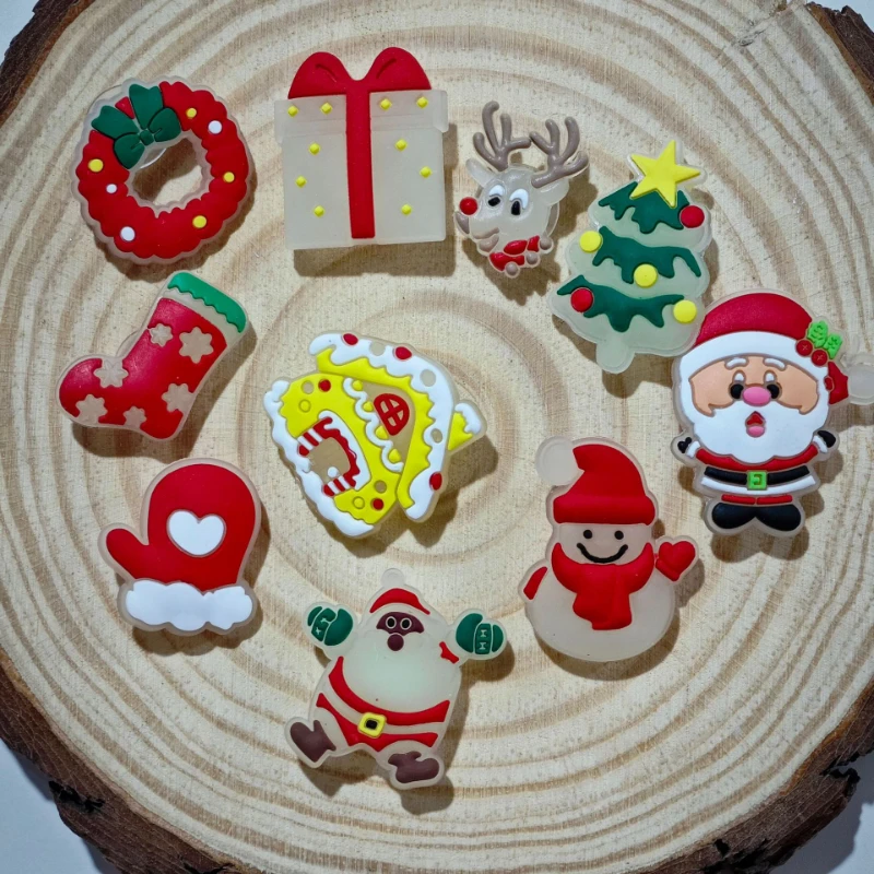 

Hot Sale Glow-in-the-Dark Christmas Shoe Ornaments - Santa Claus, Snowmen with Hooks for Bubble Sandals, Xmas Party Gifts