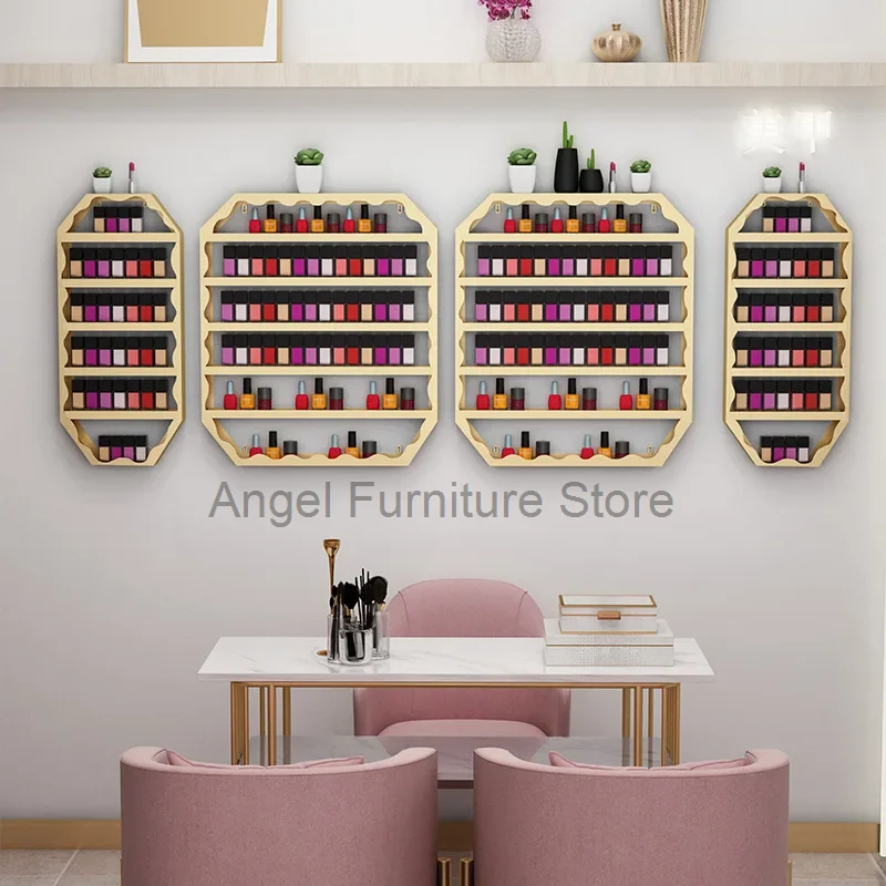 Estante colgante para esmalte de uñas, estante de pared para exhibición de manicura, tienda de uñas, arte de hierro, almacenamiento de cosméticos,