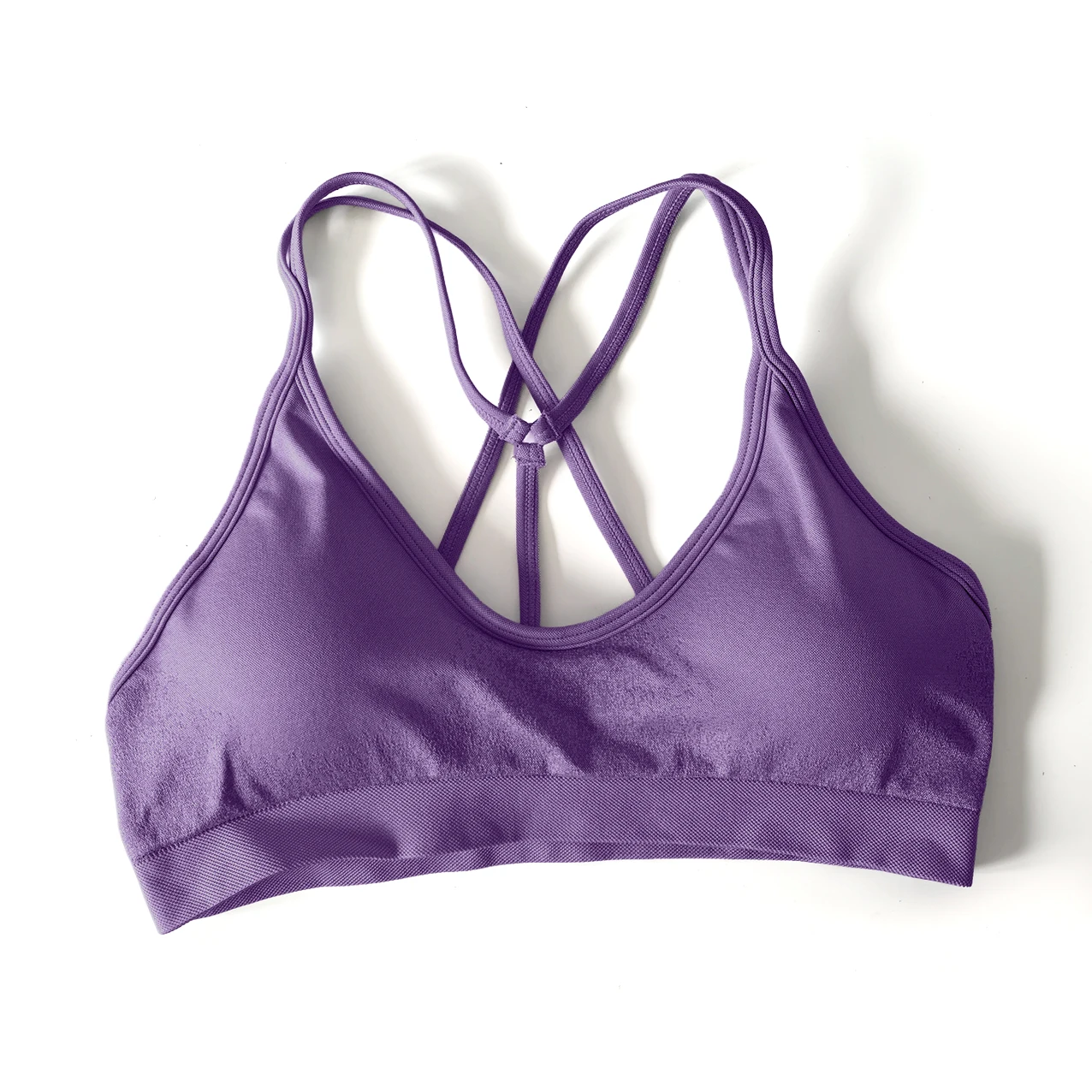 VEQKING حمالات صدر لليوجا للسيدات بدون خياطة متقاطعة من الخلف قطع علوية رياضية قصيرة مع وسادات برقبة منخفضة ملابس رياضية علوية سريعة الجفاف نشطة