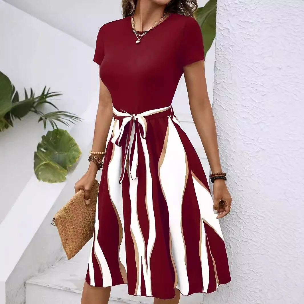 Tume Faion العصرية اللون Blo حزام ركاب بسيط Dr المرأة ميدي الدكتور البوليستر محبوك ألف خط تنورة ort Sve