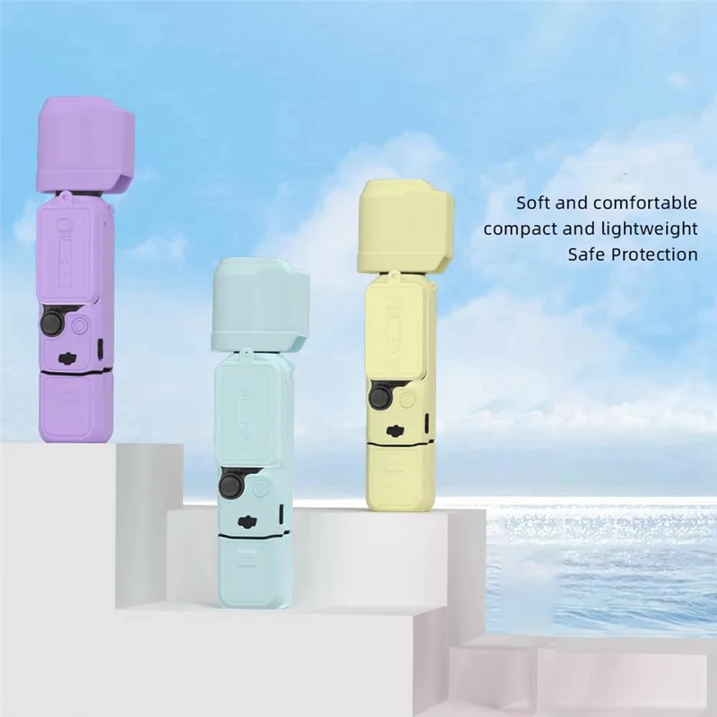 AA87 Funda para DJI Osmo Pocket 3 Funda protectora de silicona suave con funda para el cuerpo, cubierta protectora de lente, fundas de agarre A-Blue