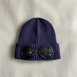 Unisex Casual Winter CP Beanies for Men Outdoor Sports Caps Ribbed Knit Lens Keep Warm Adult Solid Color Hats