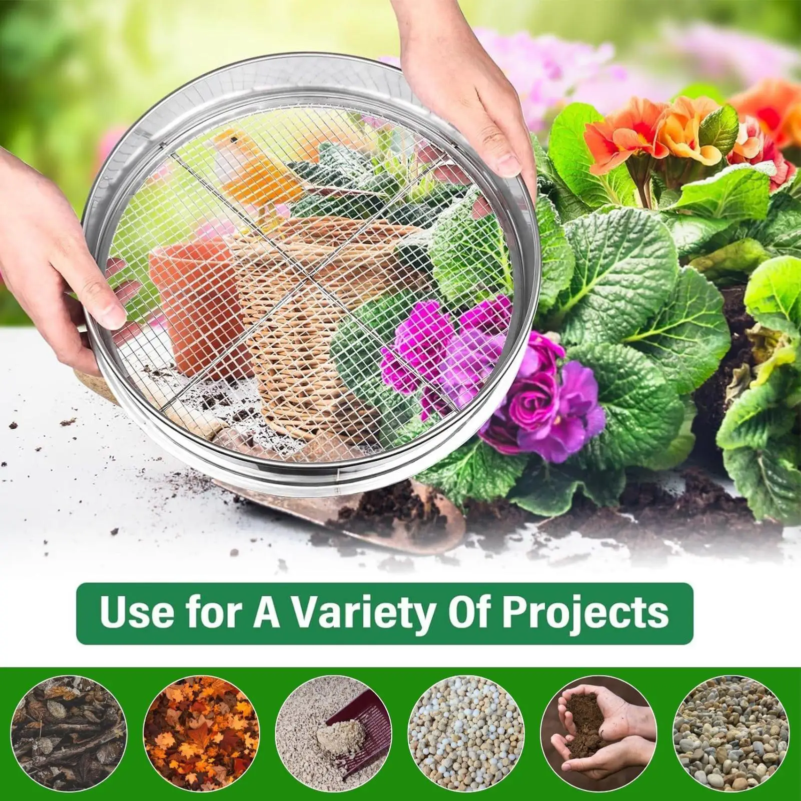 

Сито для компоста Легкое садовое сито Сито для почвы для гравия Тирса Вермокомптик Трава Котячий туалет Сміття компоста