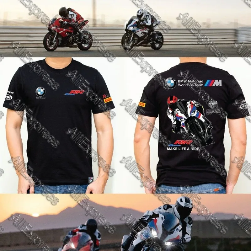 

Motorcycle Printed T-shirt Men's BMW Motorcycle Cultural Shirt Short-sleeved T-shirt Men's Trendy Brand Personality Fashion