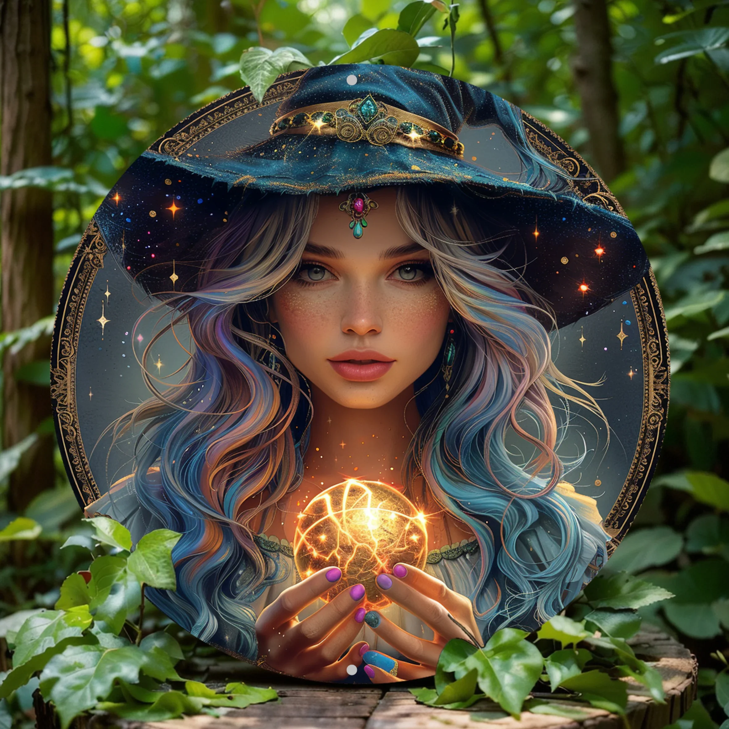 Pumpkin Halloween Witch Round Metal Aluminum Sign Art Desktop Decorative Plates for Bar Cafe Club Yard Home Office Wall Decor