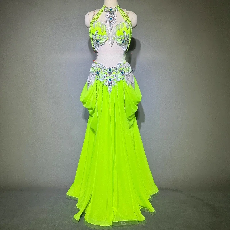 

Новый костюм танцовщицы живота, женский костюм на заказ, восточная одежда для выступлений, профессиональная одежда для танца живота для взрослых и детей