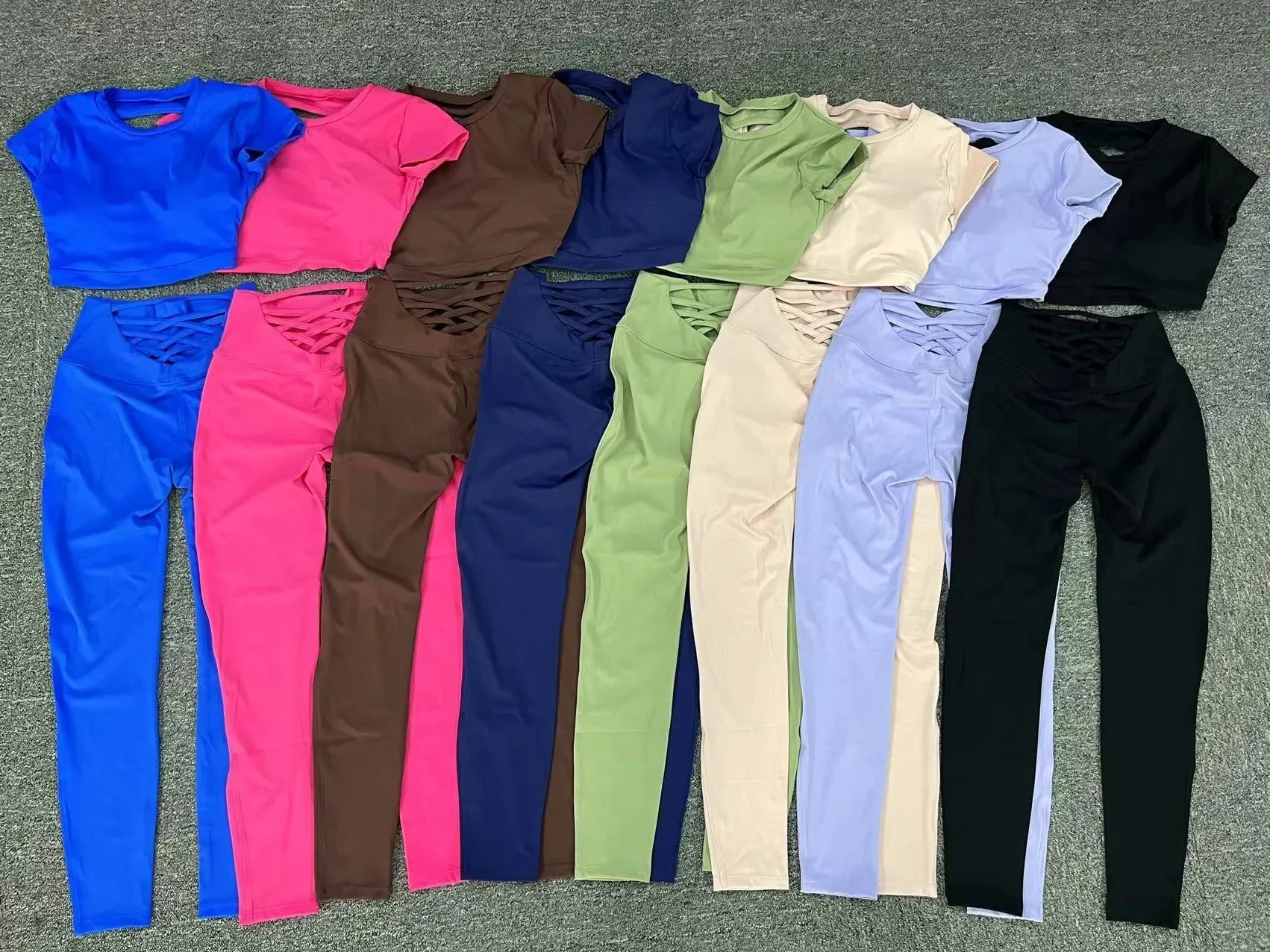 Сексуальный спортивный комплект с открытой спиной и короткими рукавами, женский спортивный костюм с высокой талией, костюм для йоги для фитнеса, спортивная одежда, женский спортивный костюм