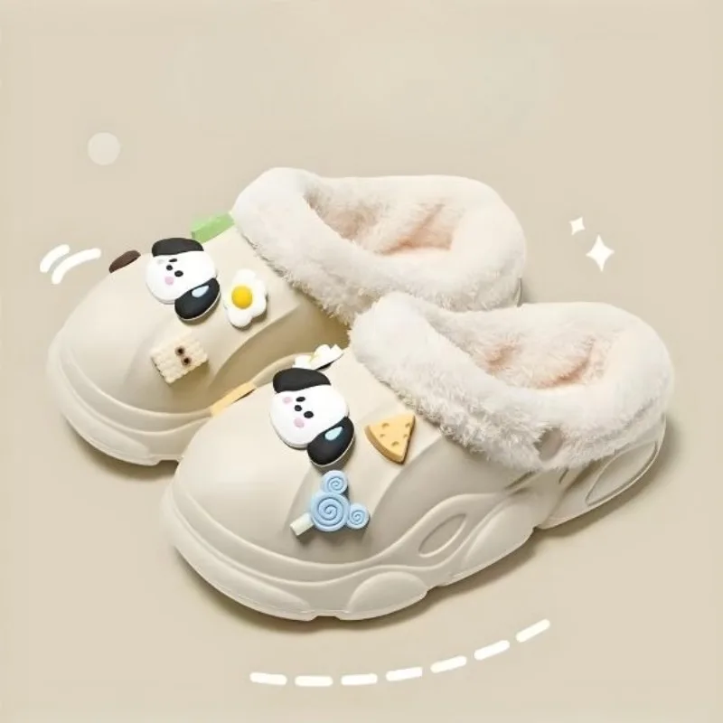 Children’s Cozy Plush Slippers with Detachable Lining Water Resistant Ventilated Clog Design Winter Indoor Shoes for Boys Girls