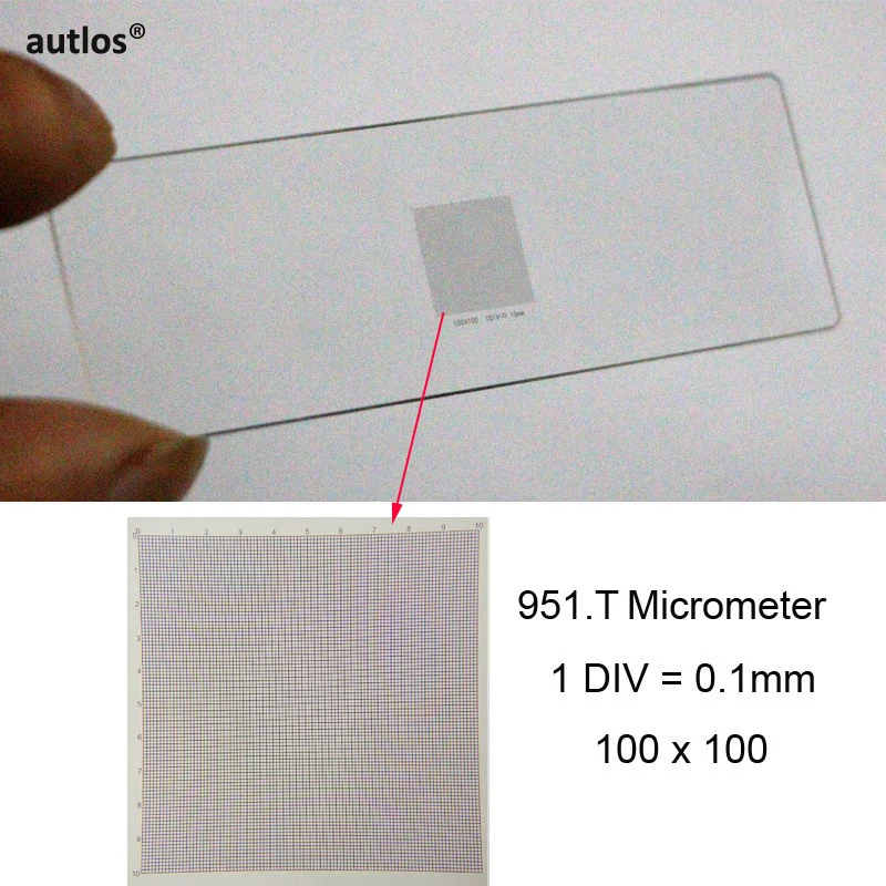 951.T DIV 0.1mm Grid Cell Value Scale Micrometer Calibration Slide Net Partition Board Ruler Stage Micrometer for Microscope