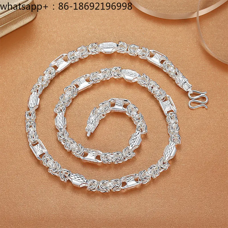 Men's  Necklace 999 Sterling Domineering Coarse Keel Chain Double Faucet  Chain Foot Single Chain
