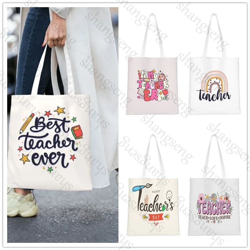 

Teacher's Day Gift Tote Bag, Fashionable Shoulder Bag, Daily Lightweight Shopping Bag Canvas Fabric Handbag Folding Bag