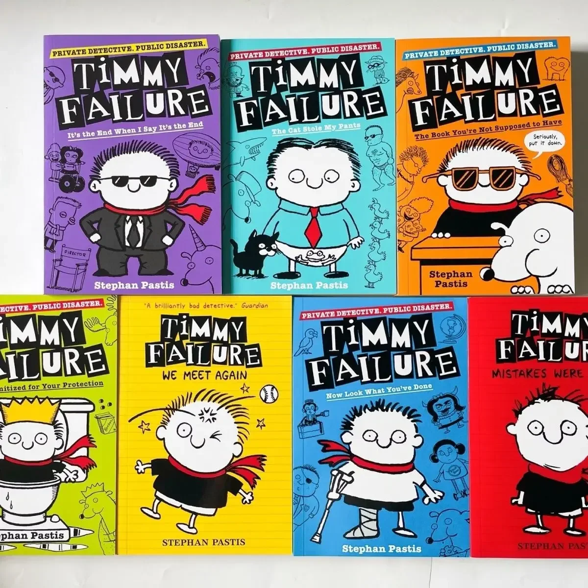 7 buku/Set Timmy Failure Collection seri anak-anak bahasa Inggris membaca cerita detektif anak-anak fiksi bab lucu DIFUYA