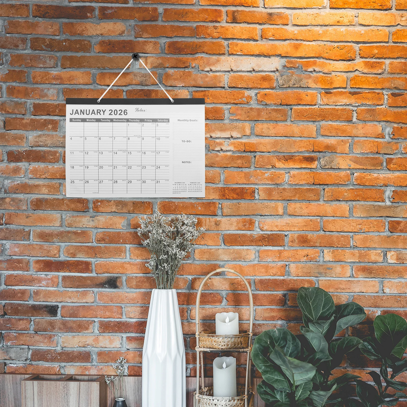 

18 Month Wall Mounted Calendar 2026 To 2027 Monthly Planner With Large Blocks Holidays For Business Home School Organization