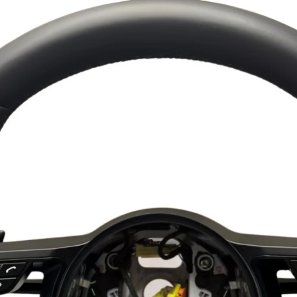 Custom Racing Car Steering Wheel For Porsche Panamera Cayenne Macan 718 Boxster Cayman 996 911 981 958 991-All Black Leather view 3