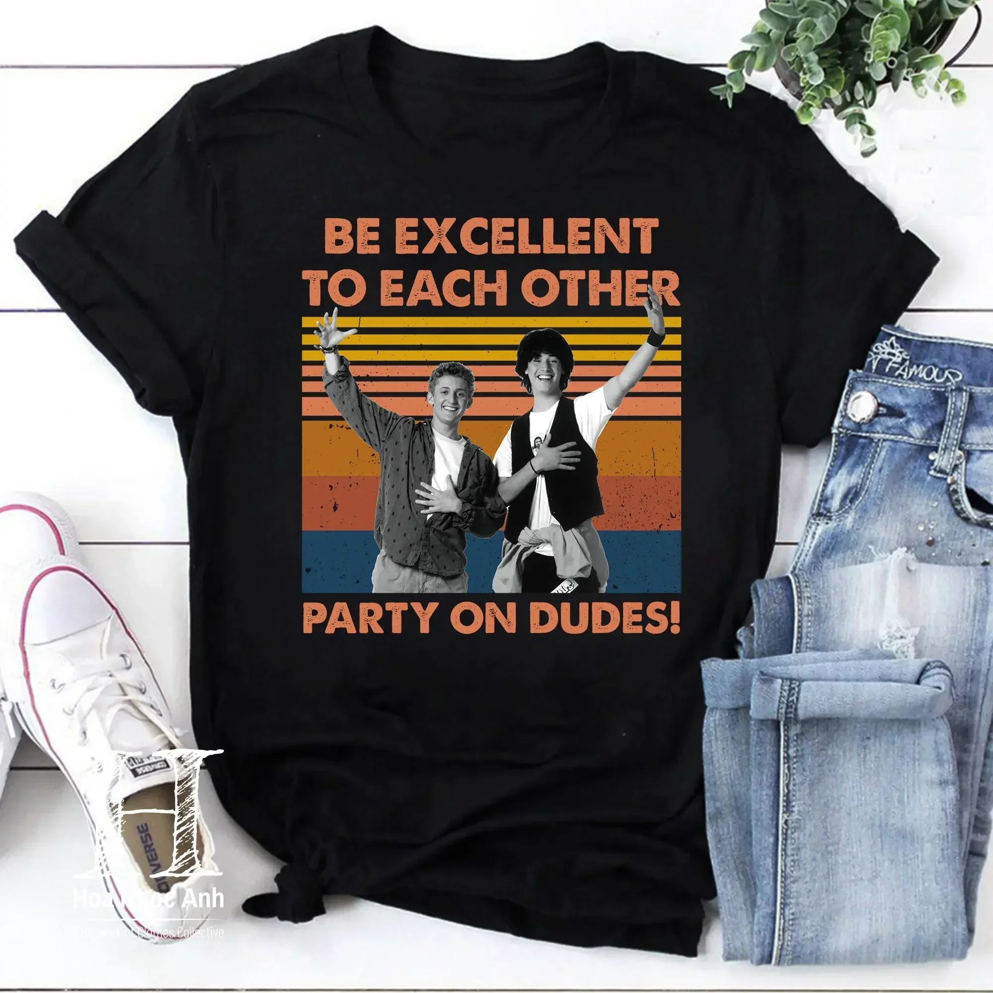 Be Excellent To Each Other Party On Dudes Vintage T Shirt Bill Ted Funny And Movies