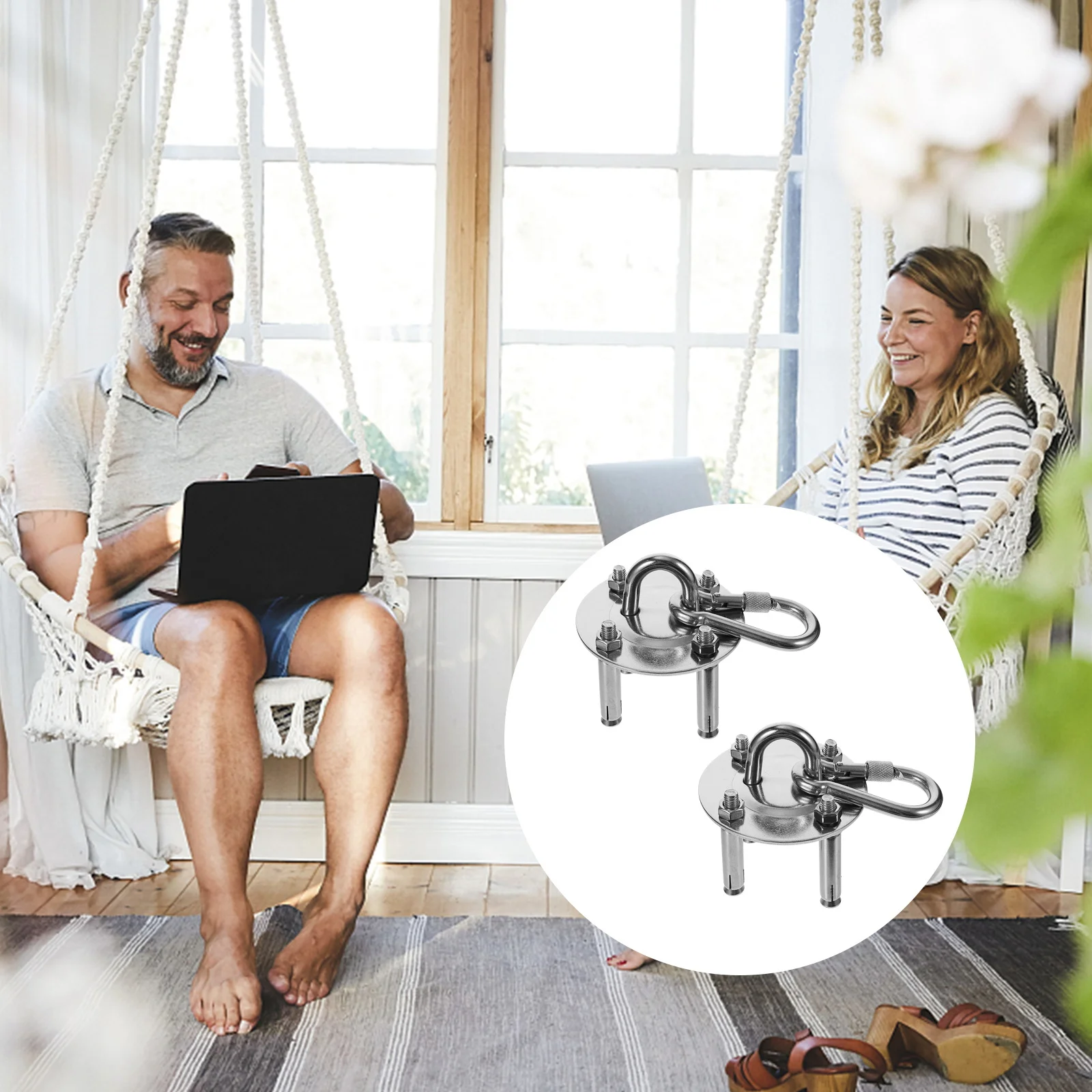 

2Sets Fixed Disc Hammock Accessories Stainless Steel Ceiling Hooks for Hanging Chairs Lamps Swings Durable Corrosion Resistant