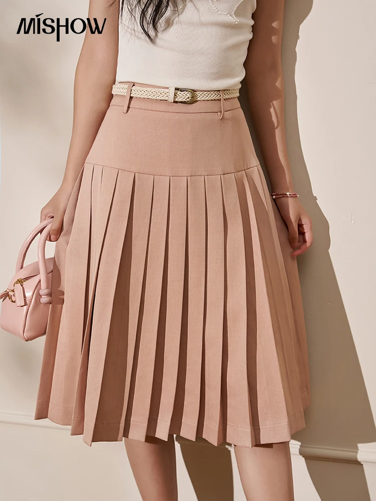 MISHOW High Waist Pleated Skirt for Women Summer 2024 Temperament Commuting Wide Waist Short Skirt Y2K A-line Skirts MXD21B0335