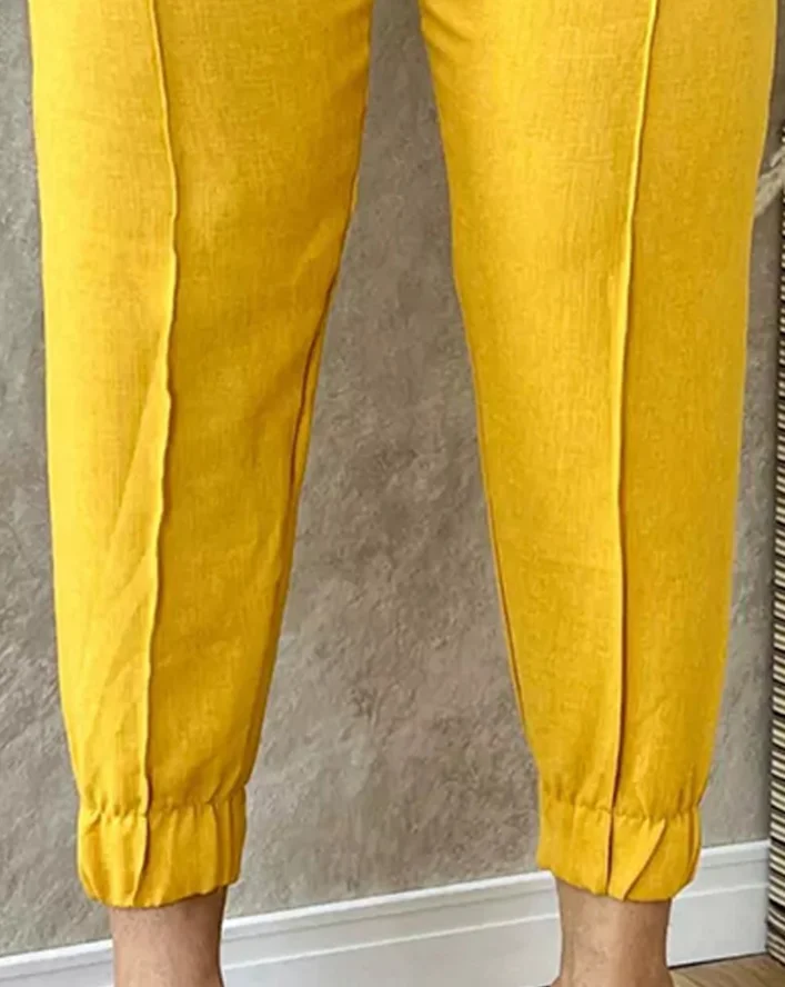 Women's Pants High Waist Tied Detail Pencil Pants Casual Slim Fit Cuffed Business Pantts Temperament Commuting Casual Pants