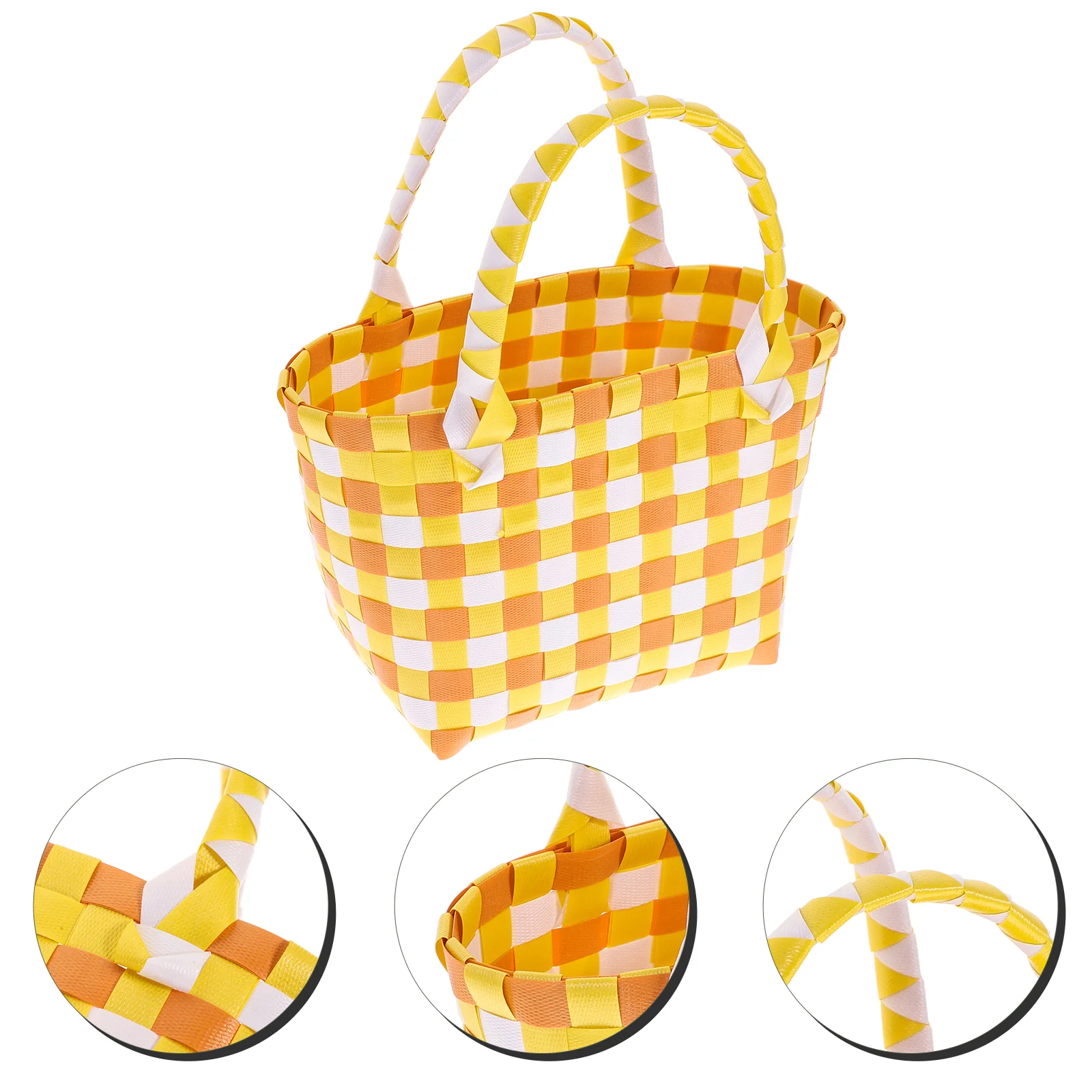 

Woven Storage Basket Hand Tote Bag Weaved Picnic Small Picnic Basket Basket For Picnic Costume Fruit Clothing PVC Flower Travel