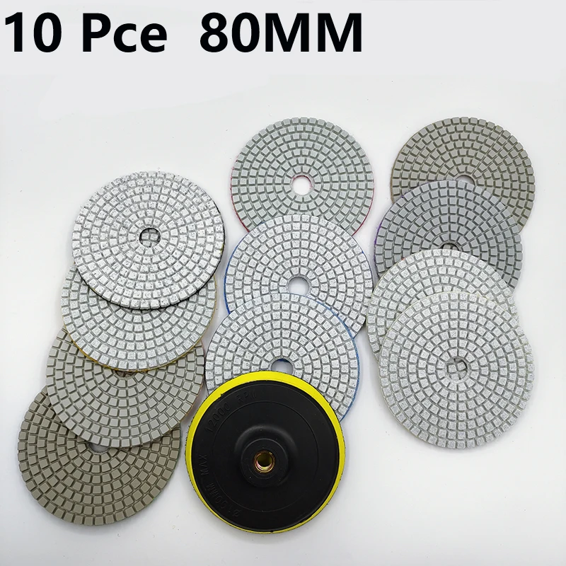 

3 Inc 80MM Wet Buff Disc Abrasive Resin Ceramic Polishing Pads Polimento Tool For Quartz Sanding Stone Marble Granite 10 Pce